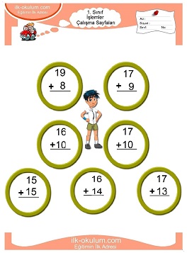 Çocuklar İçin toplam işlemi yaprak testleri 